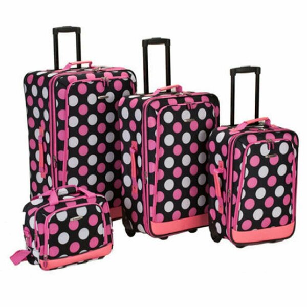 Rockland 4Pc Mulpinkdot Luggage Set F106-MulPinkdot